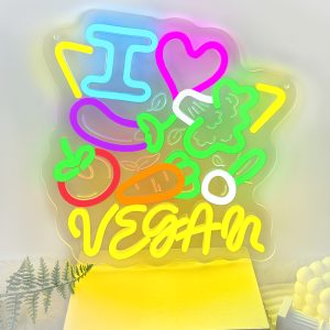 Custom neon lights with various vegetable patterns and names, 3D engraving, personalised LED neon lights for vegetable shops, restaurants, parties, kitchens, bedrooms and living room decorations, ideal for unique gifts for parties, bars and bedrooms!