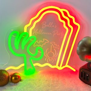 Custom Green Hand Grave and Name Wall Neon Decoration, Dimmable LED Halloween Ambiance Wall Decoration Neon Sign, perfect for Halloween parties, bedrooms, birthday parties, bars, shops, game rooms, clubs, rooms, friends party wall decorations, as a first choice for friends and family birthday, Halloween gifts!