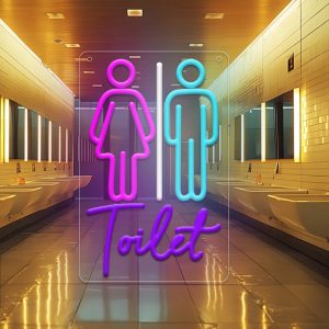 Custom female and male icon name neon signs, personalised LED neon for washrooms, offices, coffee shops, restaurants, hotels, parties, pubs, living rooms and home decor, unique and ideal gifts for toilets, parties, clubs and more!