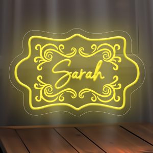 Vintage floral pattern custom name neon sign , personalised LED neon light, suitable for wedding, children's room, bedroom, living room decorations, unique and ideal gift for birthdays, weddings, graduations, children's day, housewarming and more!