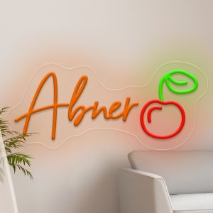 Custom Neon Sign with Cherry Pattern, LED Neon for Fruit Shop, Parties, Events, Bedrooms, Living Rooms and Home Decor, Unique and Ideal Gift for Birthdays, Parties, Ceremonies, Bedrooms, Housewarmings and more!