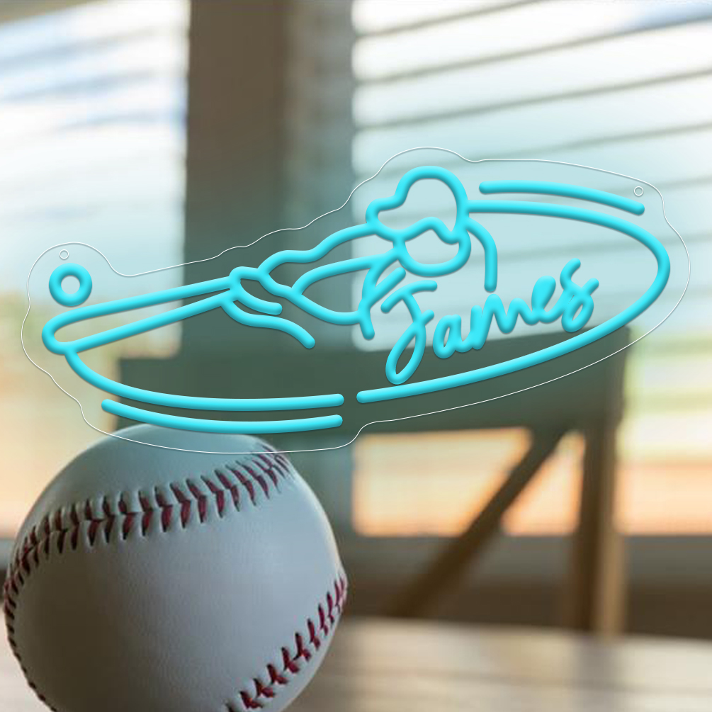 Custom Personalised Swinging Baseball Name Neon Sign , Personalised LED neon light for baseball room, event, children's room, bedroom, living room decoration, unique and ideal gift for birthdays, baseball fans,,, children's day, housewarming, etc.