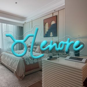 Customised neon sign with Taurus zodiac sign pattern and name , personalised LED neon sign for wedding, children's room, bedroom, living room decorations, unique and ideal gift for birthdays, weddings, graduations, children's day, housewarming and more!