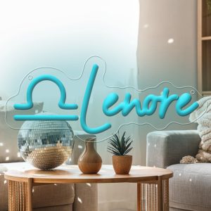 Customised neon sign with Libra zodiac sign pattern and name , personalised LED neon sign for wedding, children's room, bedroom, living room decorations, unique and ideal gift for birthdays, weddings, graduations, children's day, housewarming and more!