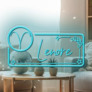 Custom neon sign with Aries zodiac sign pattern and name , 3D engraving, personalised LED neon light, suitable for wedding, children's room, bedroom, living room decoration, unique and ideal gift for birthday, wedding, graduation, children's day, housewarming, etc.