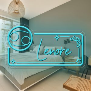 Custom neon sign with Cancer zodiac sign pattern and name , 3D engraving, personalised LED neon light, suitable for wedding, children's room, bedroom, living room decoration, unique and ideal gift for birthday, wedding, graduation, children's day, housewarming, etc.