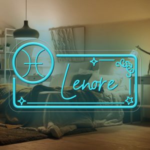 Customised neon sign with Pisces constellation pattern and name , 3D engraving, personalised LED neon light, suitable for wedding, children's room, bedroom, living room decoration, unique and ideal gift for birthdays, weddings, graduation, children's day, housewarming, etc.