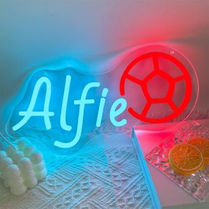 Custom football and name neon lights, personalised LED neon lights for events, children's rooms, bedrooms, living rooms and home decoration, unique and ideal gifts for birthdays, weddings, graduations, children's day and more!