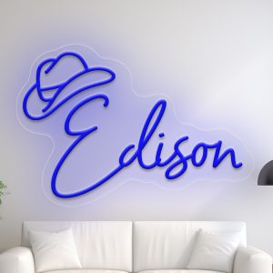 Custom Cowboy Hat and Name Neon, Personalised LED Neon Lights for events, children's rooms, bedrooms, living rooms and home decor, unique and ideal gifts for birthdays, weddings, graduations, children's day and more!