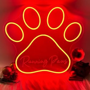 Custom animal paw and name neon light with 3D engraving and personalised LED neon light, suitable for pet shops, events, children's rooms, bedrooms, living rooms and home decorations, unique and ideal gifts for birthdays, parties, pet shops, children's day, housewarming and more!