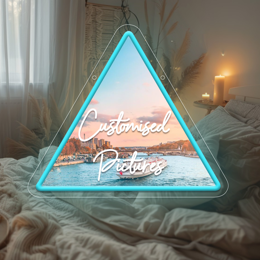 Custom Triangle UV Neon for living room, bedroom, office, bar, restaurant Unique LED neon light up sign for personalised neon decorations for weddings, birthdays, Christmas, New Year, housewarming and more!