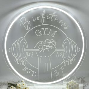 Custom Dumbbell Gym and Name Neon Lights, 3d Engraving, Personalised LED Neon Lights for Events, Gyms, Bedrooms, Living Rooms and Home Decor, Unique and Ideal Gifts for Birthdays, Parties, Gyms, Bedrooms, Ceremonies and more!