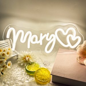 Custom Double Heart Shaped and Name Neon Lights, Personalised LED Neon Lights for Events, Restaurants, Bars, Bedrooms, Living Rooms and Home Decor, Unique and Ideal Gifts for Birthdays, Weddings, Graduation Ceremonies and more!