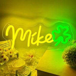 Custom Neon Sign with Clover Pattern, LED Neon Lights for birthday parties, bars, clubs, events, bedrooms, living rooms and home decorations, unique and ideal gift for birthdays, parties, ceremonies, graduations, housewarming and more!
