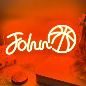 Custom Basketball and Name Neon Lights, Personalised LED Neon Lights for Basketball Arena, Parties, Events, Children's Rooms, Bedrooms, Living Rooms and Home Decoration, unique and ideal gifts for birthdays, parties, graduations, children's day, housewarming and more!