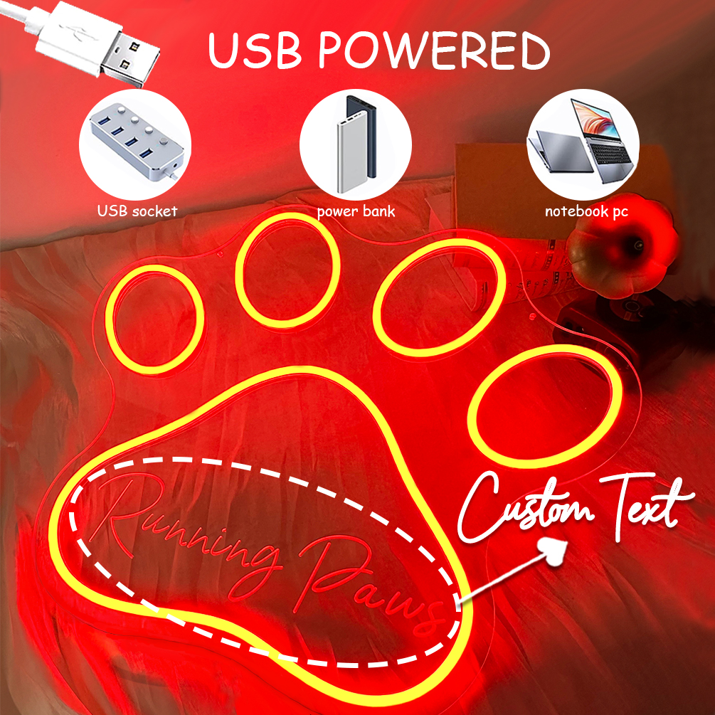 Custom animal paw and name neon light with 3D engraving and personalised LED neon light, suitable for pet shops, events, children's rooms, bedrooms, living rooms and home decorations, unique and ideal gifts for birthdays, parties, pet shops, children's day, housewarming and more! - 图片 4