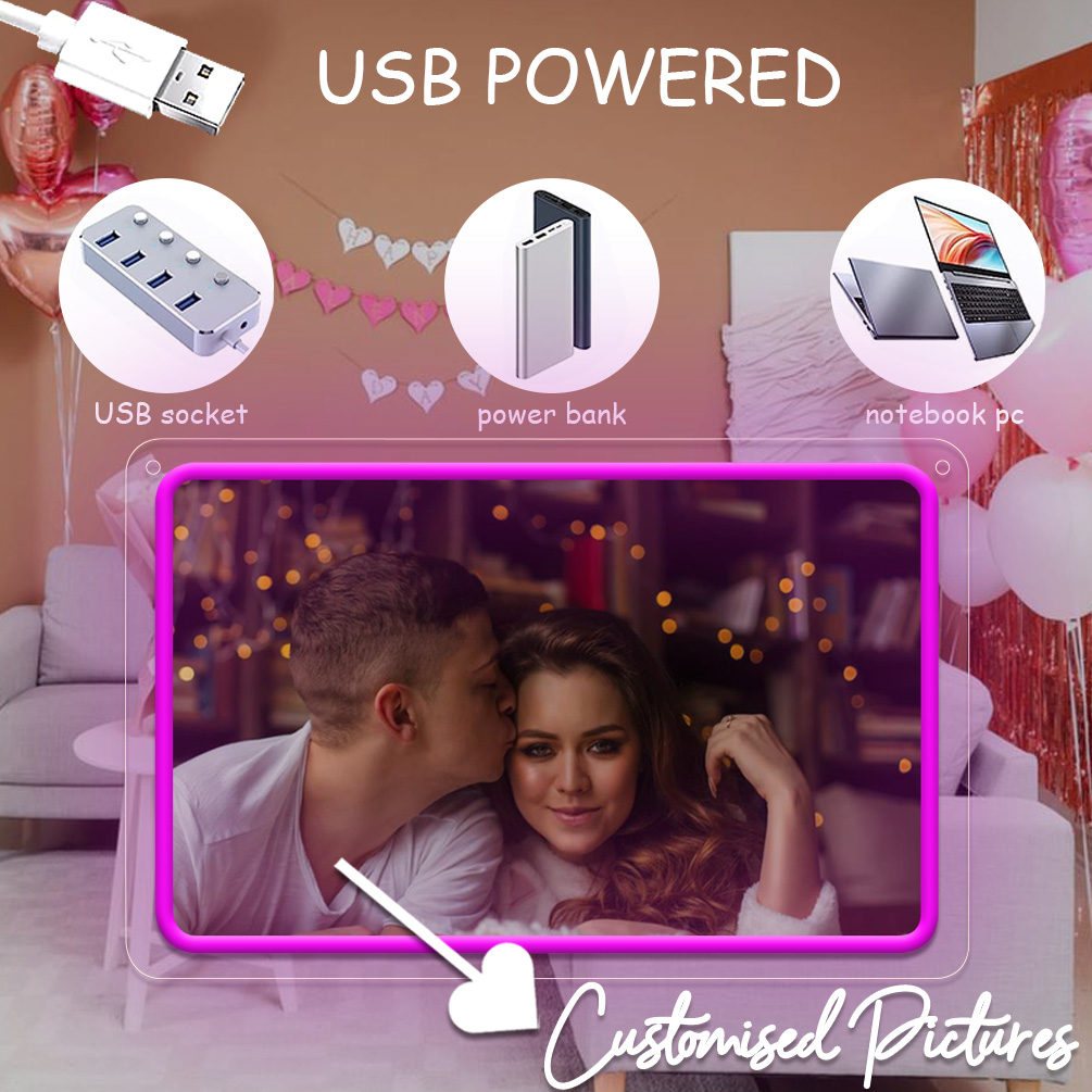 Customised Horizontal Rectangular UV Neon Signs for living room, bedroom, office, bar, restaurant Unique LED neon illuminated signs for personalised neon decorations for weddings, birthdays, Christmas, New Year, housewarming and more! - 图片 4