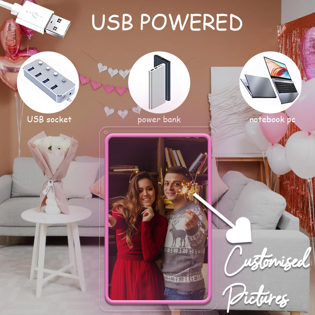 Custom Vertical Rectangle UV Neon for living room, bedroom, office, bar, restaurant Unique LED neon illuminated sign for personalised neon decorations for weddings, birthdays, Christmas, New Year, housewarming and more! - 图片 4