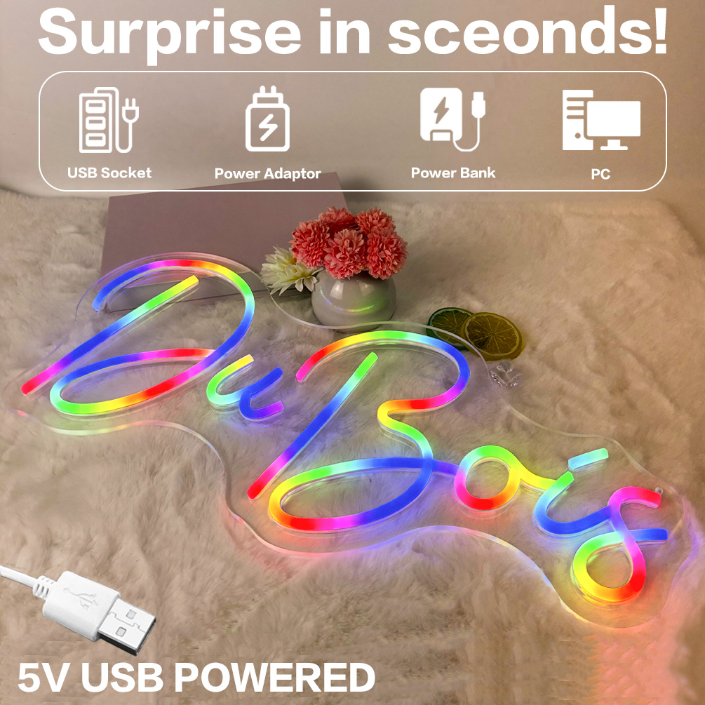 1pc Custom Neon Sign For Wall Decor, Personalized Last Name Neon Light Sign Wedding Festival Neon Sign Home Decoration Backdrop Family Name Light Wedding Gifts Mr And Mrs Name Neon Light Sign, USB Power. Trendy, Colorful, Contracted, Kawaii, Y2K - 图片 5