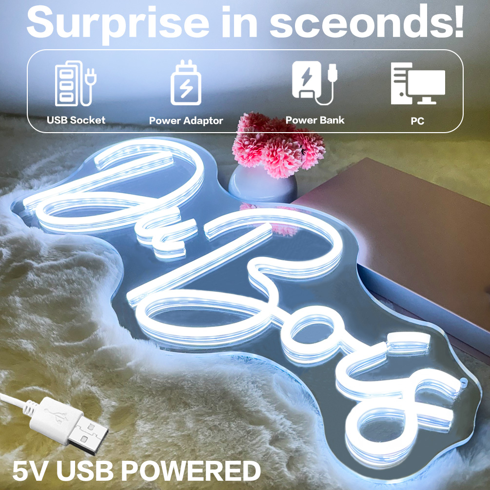 1pc Custom Neon Sign For Wall Decor, Personalized Last Name Neon Light Sign Wedding Festival Neon Sign Home Decoration Backdrop Family Name Light Wedding Gifts Mr And Mrs Name Neon Light Sign, USB Power. Trendy, Colorful, Contracted, Kawaii, Y2K - 图片 5