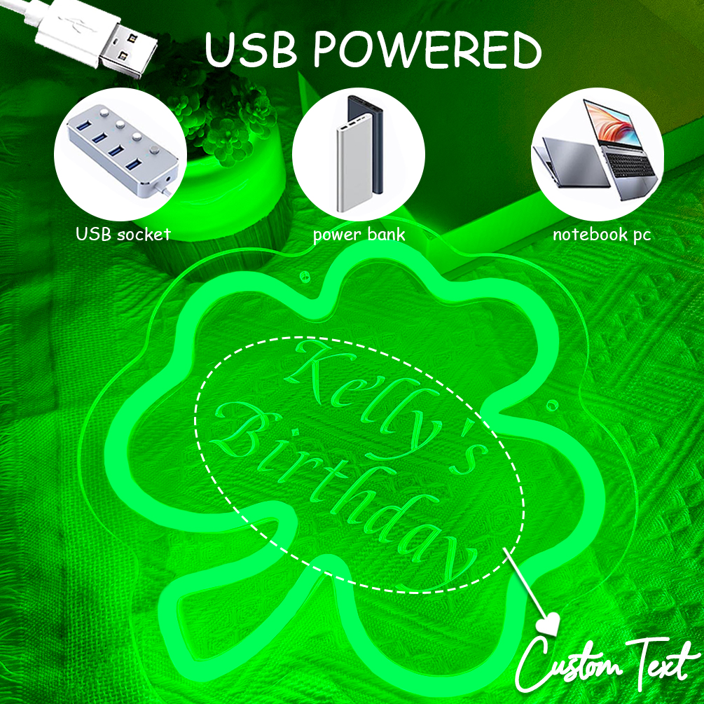 Clover pattern custom name neon sign, personalised LED neon sign with 3D engraving, suitable for weddings, bedrooms, living room decorations, unique and ideal gift for birthdays, weddings, graduations, children's day, housewarming and more! - 图片 4