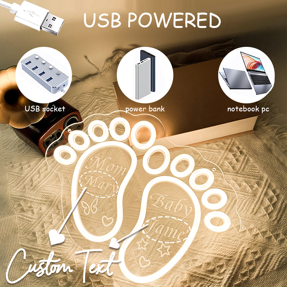 Baby feet pattern neon sign with LED neon light, suitable for, party, event, bedroom, living room and home decoration, unique and ideal gift for birthday, party, ceremony, graduation, housewarming and so on! - 图片 4