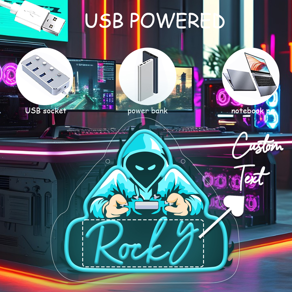 Custom name neon sign for handheld game console, personalised UV LED neon for events, children's rooms, bedrooms, living rooms and home decoration, unique and ideal gift for birthdays, weddings, graduations, children's day, housewarming and more! - 图片 4