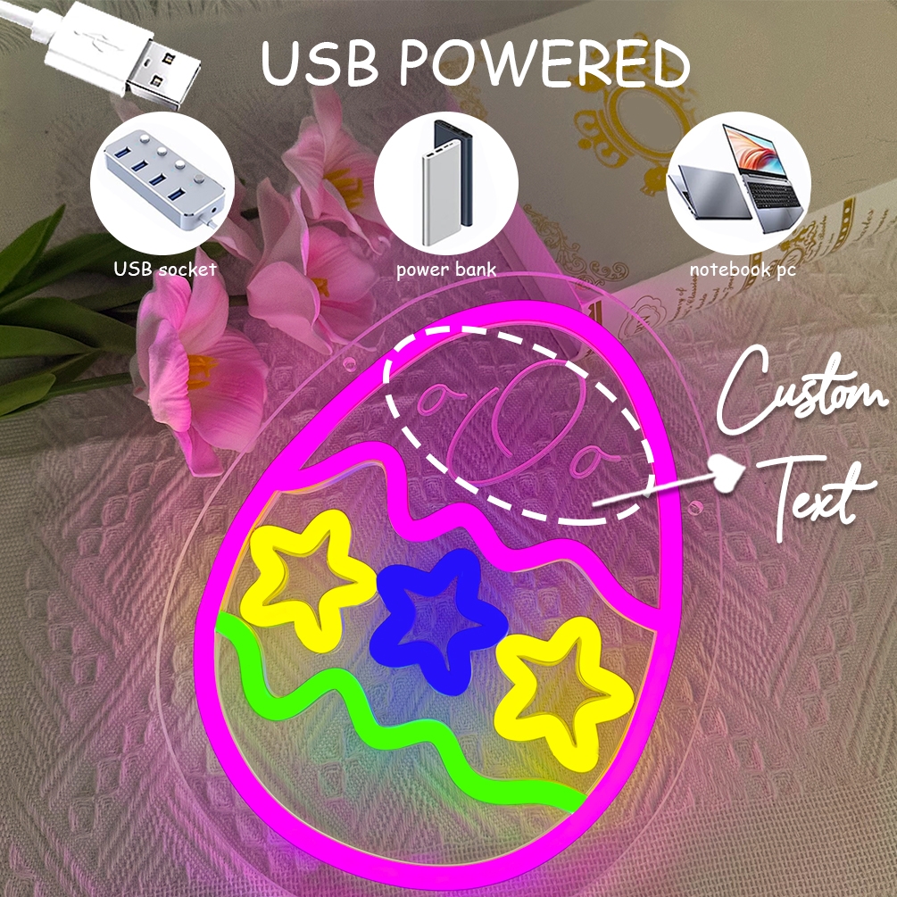 Custom Easter Egg and Name Neon Signs , 3D Engraving, Personalised LED Neon for Easter Parties, Events, Children's Rooms, Bedrooms, Living Rooms and Home Decor, Unique and Ideal Gifts for Easter, Birthdays, Children's Day, Housewarming and more! - 图片 4