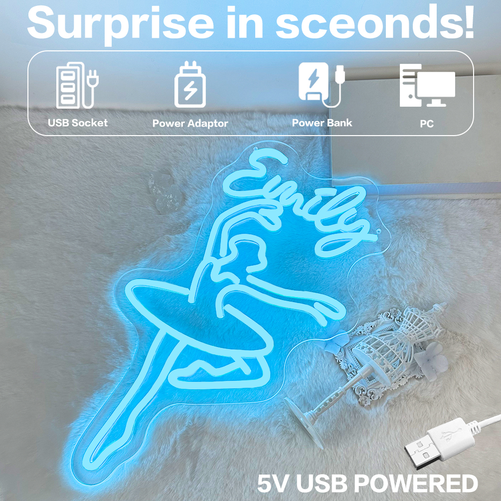 Custom ballet dancer and name neon sign, personalised LED neon lights for dance studios, ballet academies, dressing rooms, parties, living rooms and home decor, ideal unique gift for dance studios, birthday gifts, housewarming and more. - 图片 4