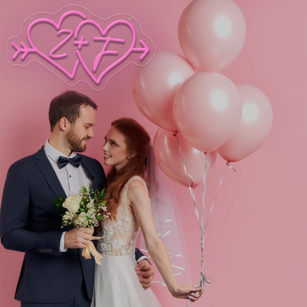 Cupid's Arrow Double Heart Customised Initials Neon Sign, Personalised LED Neon for Weddings, Events, Parties, Bedrooms, Living Rooms and Home Decor, Unique and Ideal Gift for Birthdays, Weddings, Ceremonies, Valentine's Day, Children's Day and more! - 图片 5