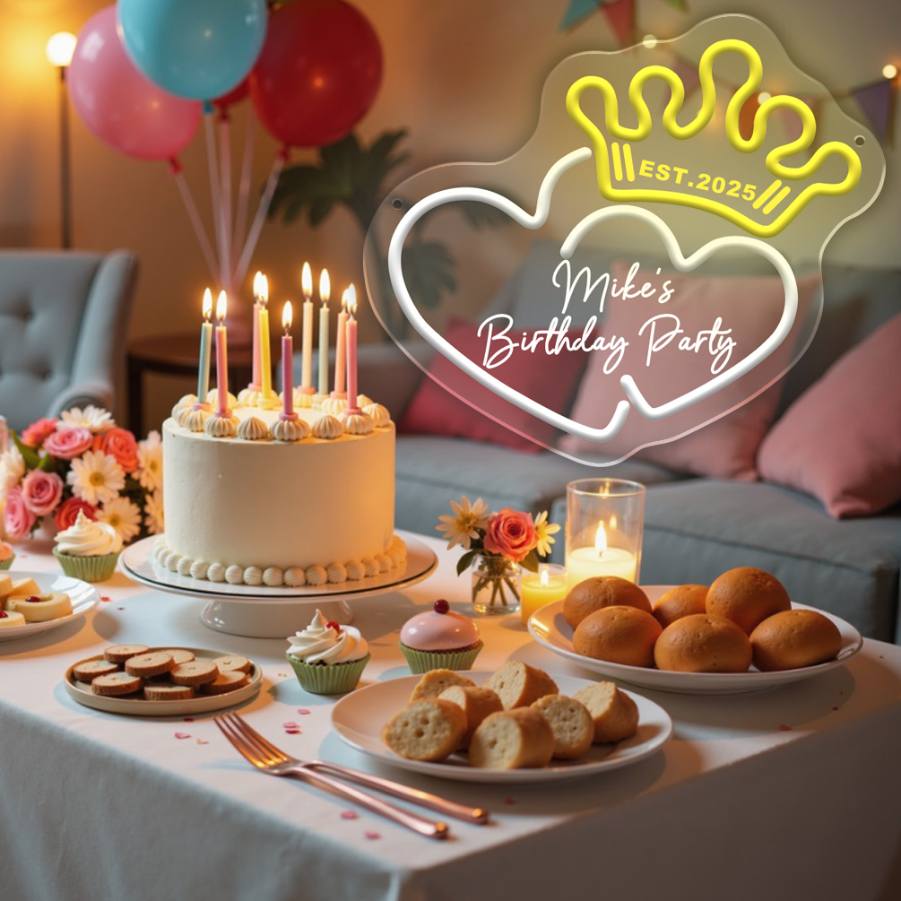 Custom double heart neon with crown motif and name, 3D engraving, personalised LED neon lights for weddings, engagements, restaurants, parties, clubs, bedrooms and living room decorations, ideal for parties, weddings and bedroom one-of-a-kind gifts! - 图片 6