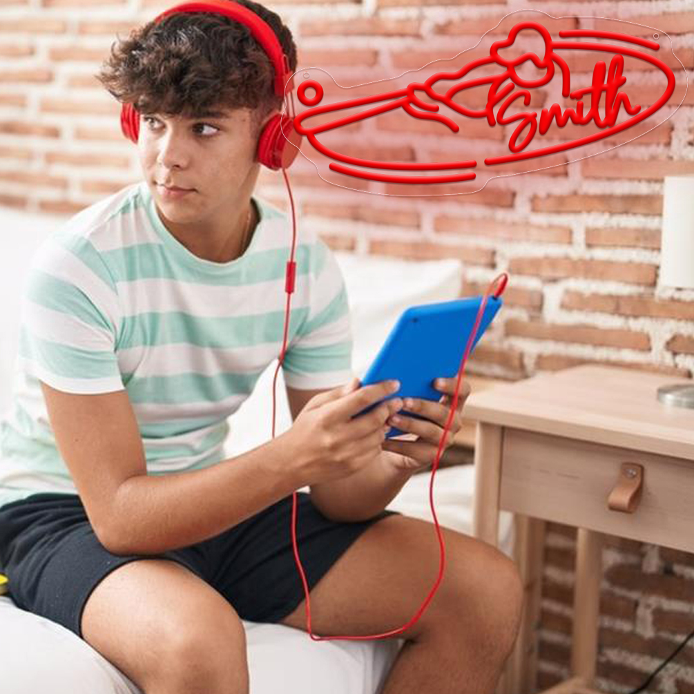 Custom Personalised Swinging Baseball Name Neon Sign , Personalised LED neon light for baseball room, event, children's room, bedroom, living room decoration, unique and ideal gift for birthdays, baseball fans,,, children's day, housewarming, etc. - 图片 2