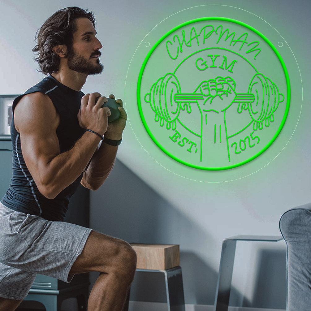 Custom Dumbbell Gym and Name Neon Lights, 3d Engraving, Personalised LED Neon Lights for Events, Gyms, Bedrooms, Living Rooms and Home Decor, Unique and Ideal Gifts for Birthdays, Parties, Gyms, Bedrooms, Ceremonies and more! - 图片 6