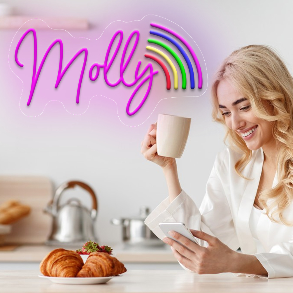 Rainbow pattern custom name neon sign , personalised LED neon light for graduation, parties, events, children's rooms, bedrooms, living rooms and home decorations, unique and ideal gift for parties, graduation, children's day, housewarming and more! - 图片 6