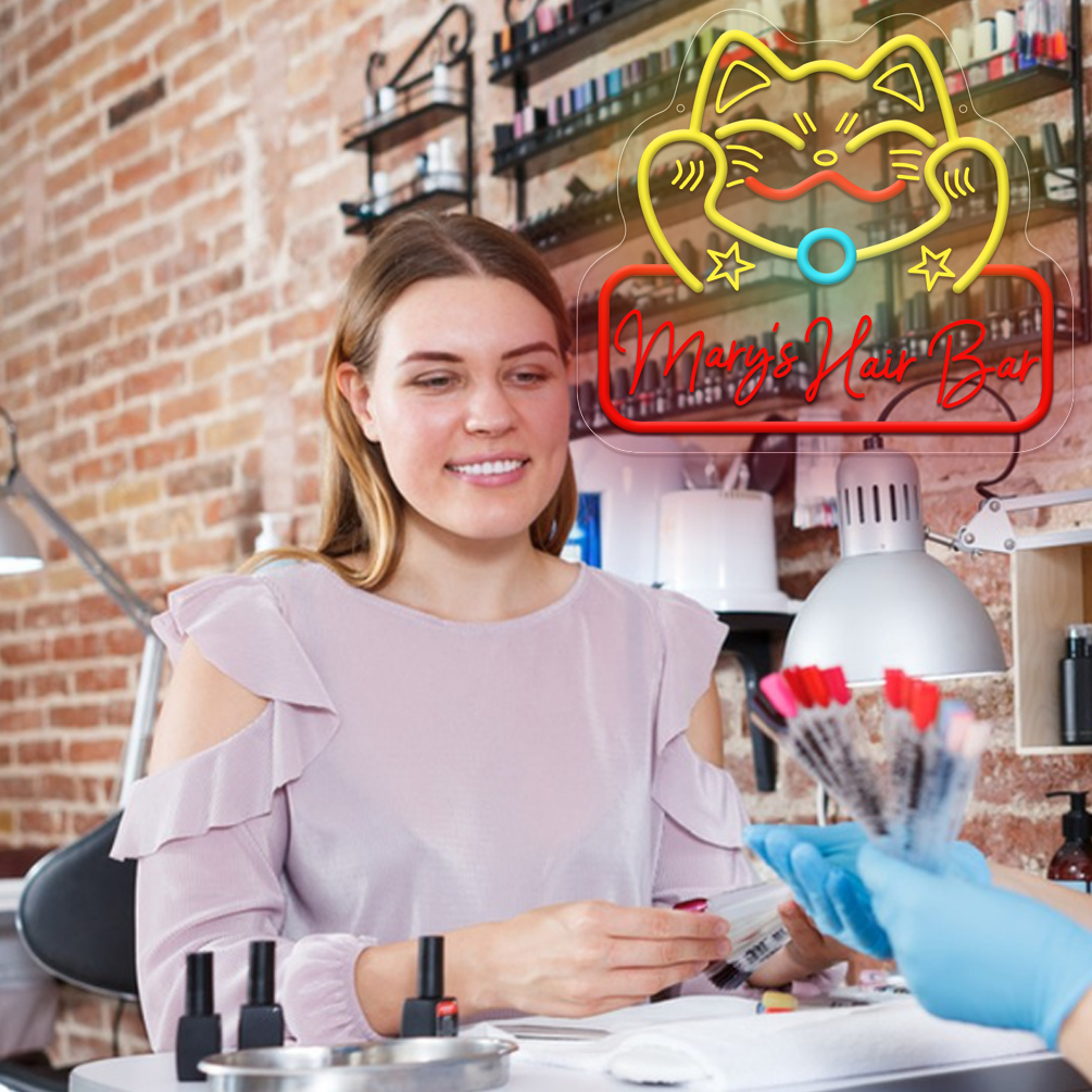 Custom Fortune Cat and Name Neon Sign, 3D Engraving, Personalised LED Neon Lights for Shops, Birthday Parties, Events, Children's Rooms, Bedrooms, Living Rooms and Home Decor, Unique and Ideal Gift for Shops, Birthdays, Parties, Children's Day, Housewarming and other events! - 图片 6