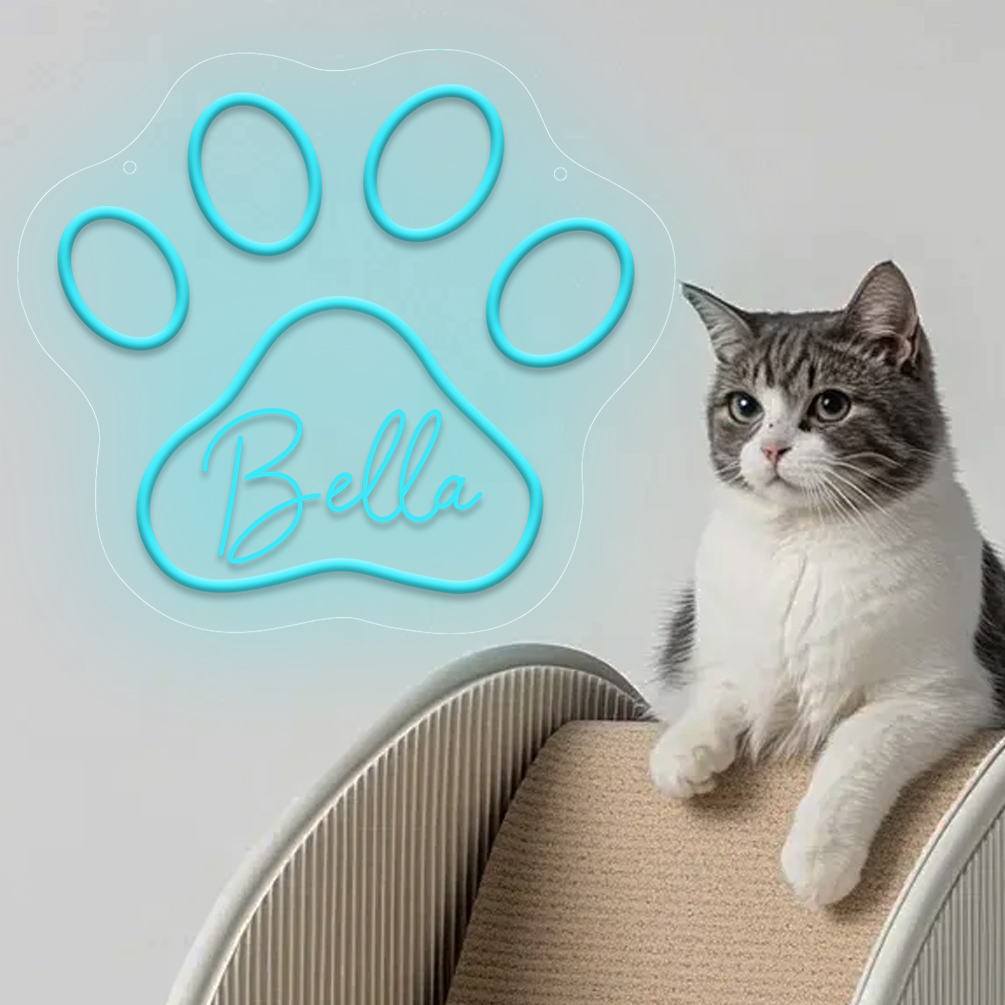 Custom animal paw and name neon light with 3D engraving and personalised LED neon light, suitable for pet shops, events, children's rooms, bedrooms, living rooms and home decorations, unique and ideal gifts for birthdays, parties, pet shops, children's day, housewarming and more! - 图片 2