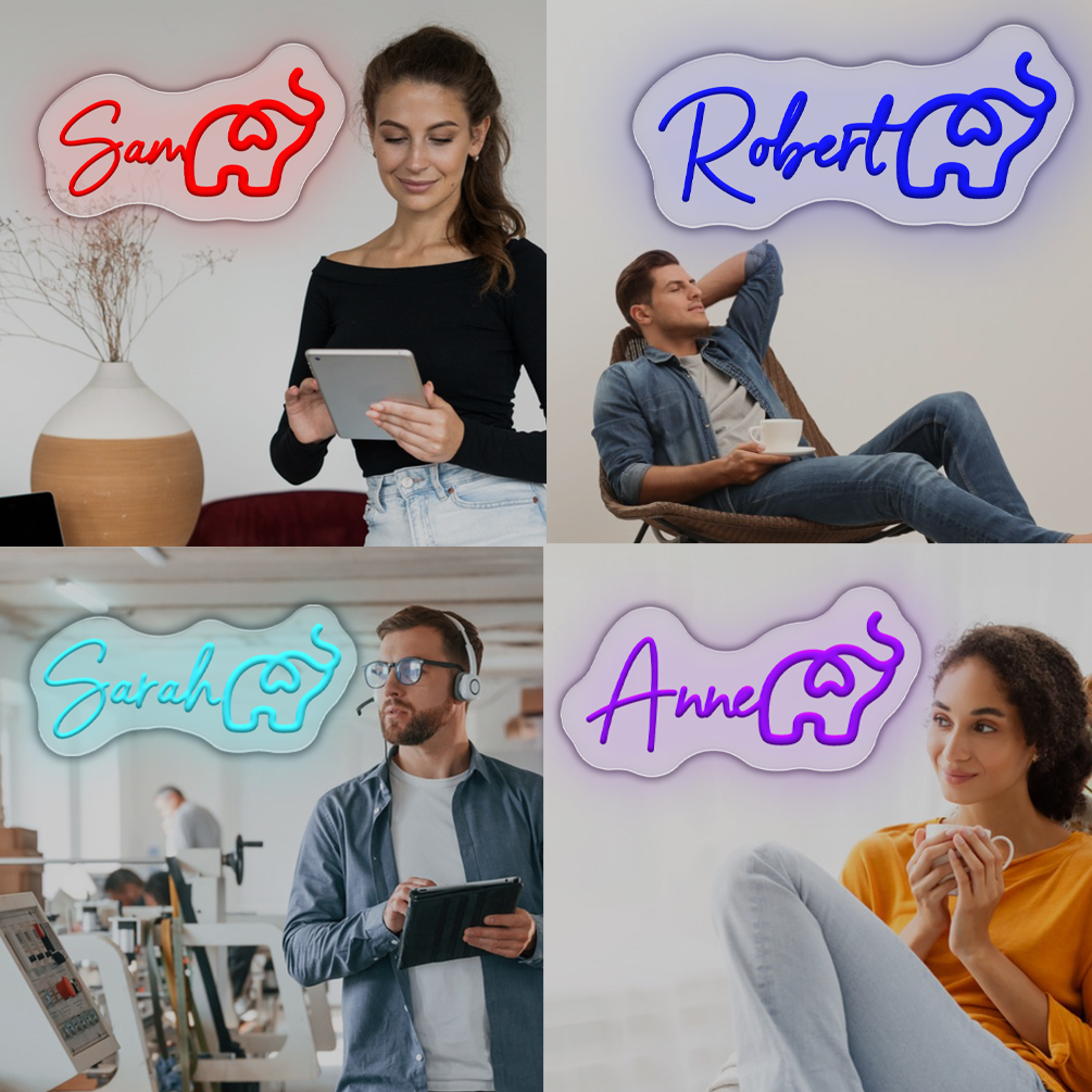 Custom Elephant Friendship and Name Neon Sign, LED Neon, suitable for parties, events, good friends, siblings, bedroom, living room and home decoration, birthday celebrations, ideal gift for parties, birthdays, housewarming and other perfect match! - 图片 7