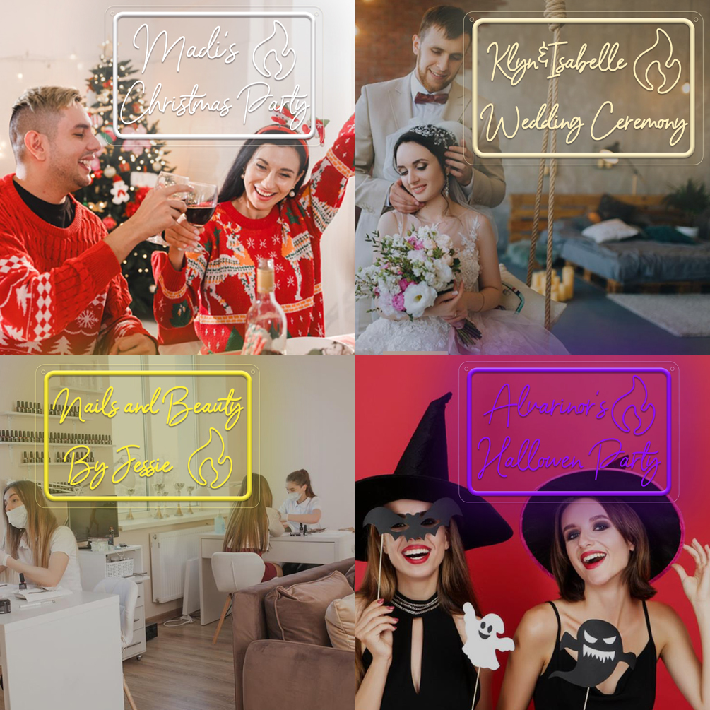 Custom Flame Patterns and Name Neon Signs, 3D Engraving, Personalised LED Neon Weddings, Events, BBQs, Bars, Bedrooms, Living Rooms and Home Decor, Unique Ideal Gifts for Birthdays, Weddings, Graduation, Festivals, Housewarming and more! - 图片 6