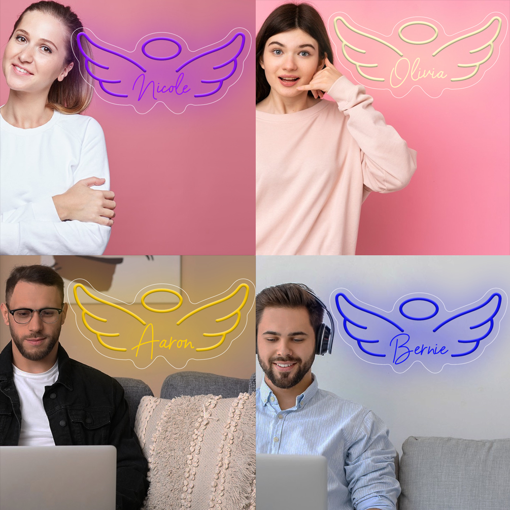Custom angel pattern LED neon sign with personalised 3D engraving for barbershops, lounges, events, bedrooms, living rooms and home décor, unique and ideal gift for birthdays, lounges, ceremonies, cinemas, housewarmings and more! - 图片 7