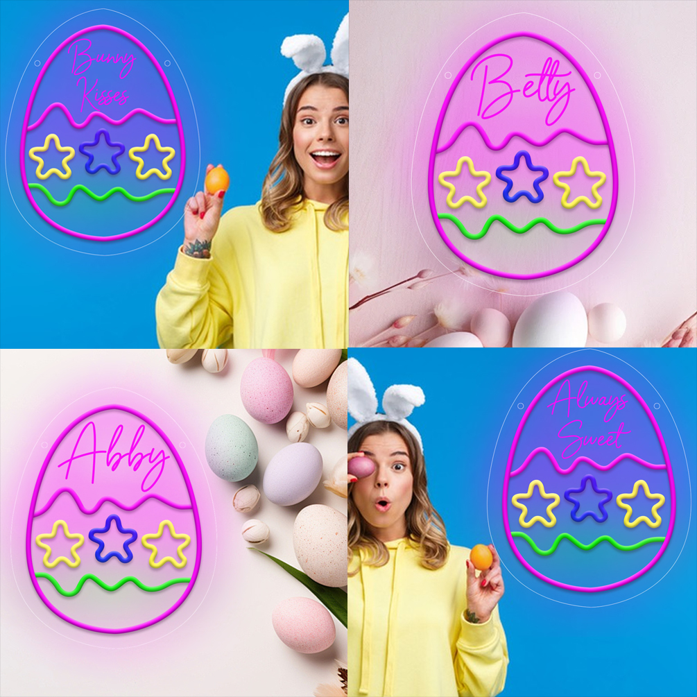 Custom Easter Egg and Name Neon Signs , 3D Engraving, Personalised LED Neon for Easter Parties, Events, Children's Rooms, Bedrooms, Living Rooms and Home Decor, Unique and Ideal Gifts for Easter, Birthdays, Children's Day, Housewarming and more! - 图片 6