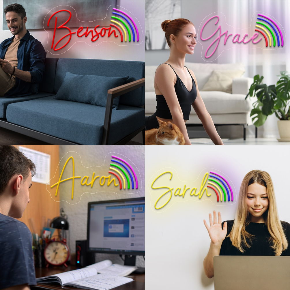 Rainbow pattern custom name neon sign , personalised LED neon light for graduation, parties, events, children's rooms, bedrooms, living rooms and home decorations, unique and ideal gift for parties, graduation, children's day, housewarming and more! - 图片 7