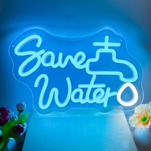 Custom water saving signs and names neon lights, personalised LED neon lights for theme parties, shopping malls, washrooms, schools, public places, living rooms and home decorations, ideal unique gifts for washrooms, birthday gifts, housewarming and more.