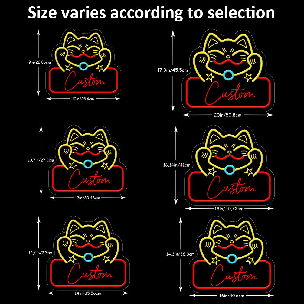 Custom Fortune Cat and Name Neon Sign, 3D Engraving, Personalised LED Neon Lights for Shops, Birthday Parties, Events, Children's Rooms, Bedrooms, Living Rooms and Home Decor, Unique and Ideal Gift for Shops, Birthdays, Parties, Children's Day, Housewarming and other events! - 图片 3