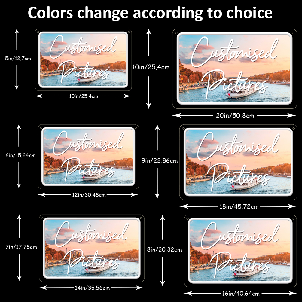 Customised Horizontal Rectangular UV Neon Signs for living room, bedroom, office, bar, restaurant Unique LED neon illuminated signs for personalised neon decorations for weddings, birthdays, Christmas, New Year, housewarming and more! - 图片 3