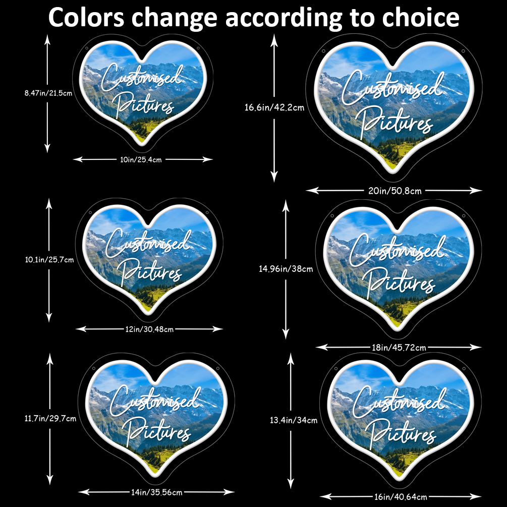Customised heart shaped UV neon sign for living room, bedroom, office, bar, restaurant Unique LED neon illuminated sign for personalised neon decorations for weddings, birthdays, Christmas, New Year, housewarming etc. - 图片 3