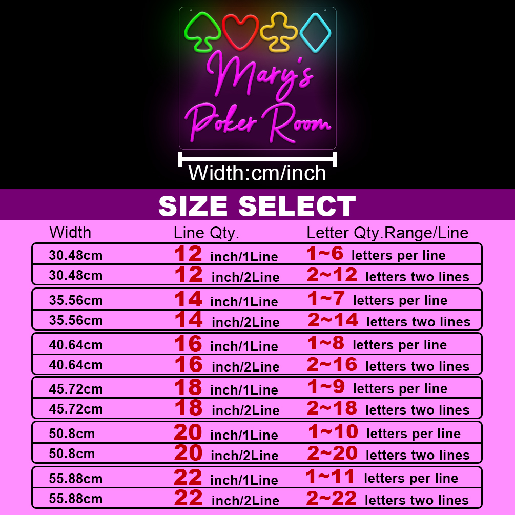 Bespoke multi-coloured playing cards and name neon signs with personalised LED neon lights for games rooms, events, parties, bars, bedrooms, living rooms and home décor, unique and ideal gifts for games rooms, parties, clubs, housewarmings and more! - 图片 3