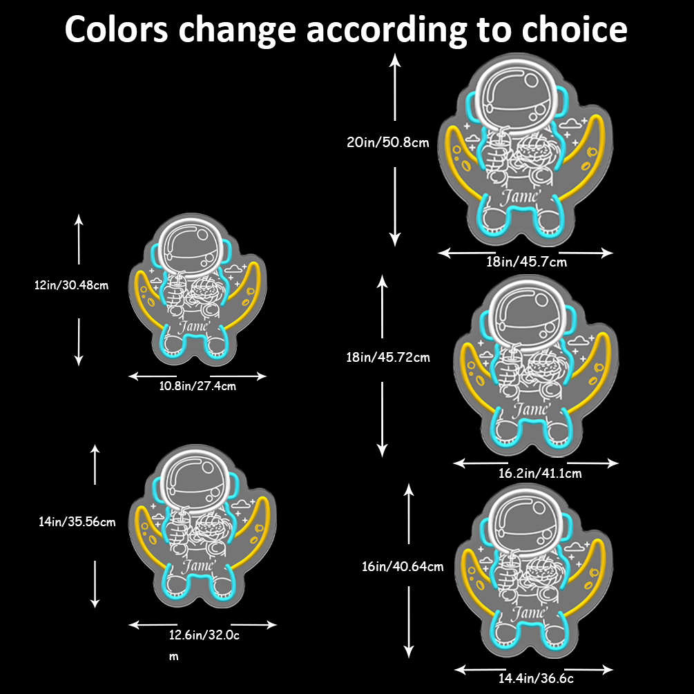 Custom astronaut and name neon sign, 3D engraving, personalised LED neon lights, suitable for space themed parties, children's rooms, games rooms, shops, living rooms and home decoration, ideal unique gifts for parties, clubs, housewarming and other occasions - 图片 3