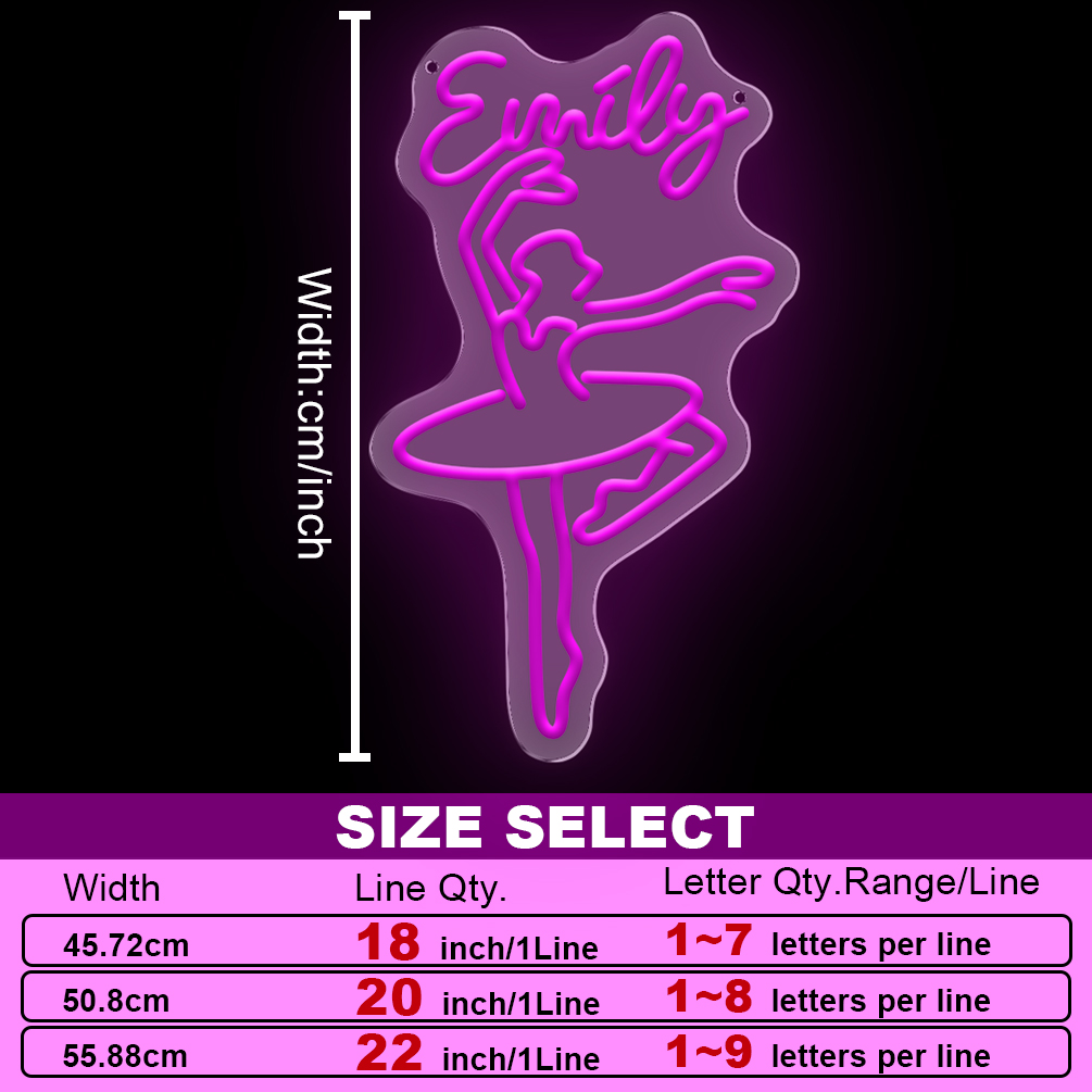 Custom ballet dancer and name neon sign, personalised LED neon lights for dance studios, ballet academies, dressing rooms, parties, living rooms and home decor, ideal unique gift for dance studios, birthday gifts, housewarming and more. - 图片 3