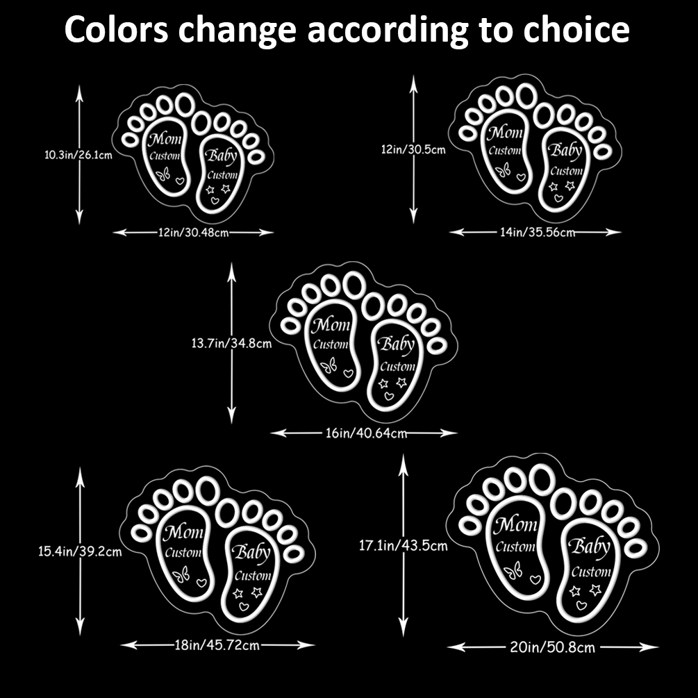 Baby feet pattern neon sign with LED neon light, suitable for, party, event, bedroom, living room and home decoration, unique and ideal gift for birthday, party, ceremony, graduation, housewarming and so on! - 图片 3