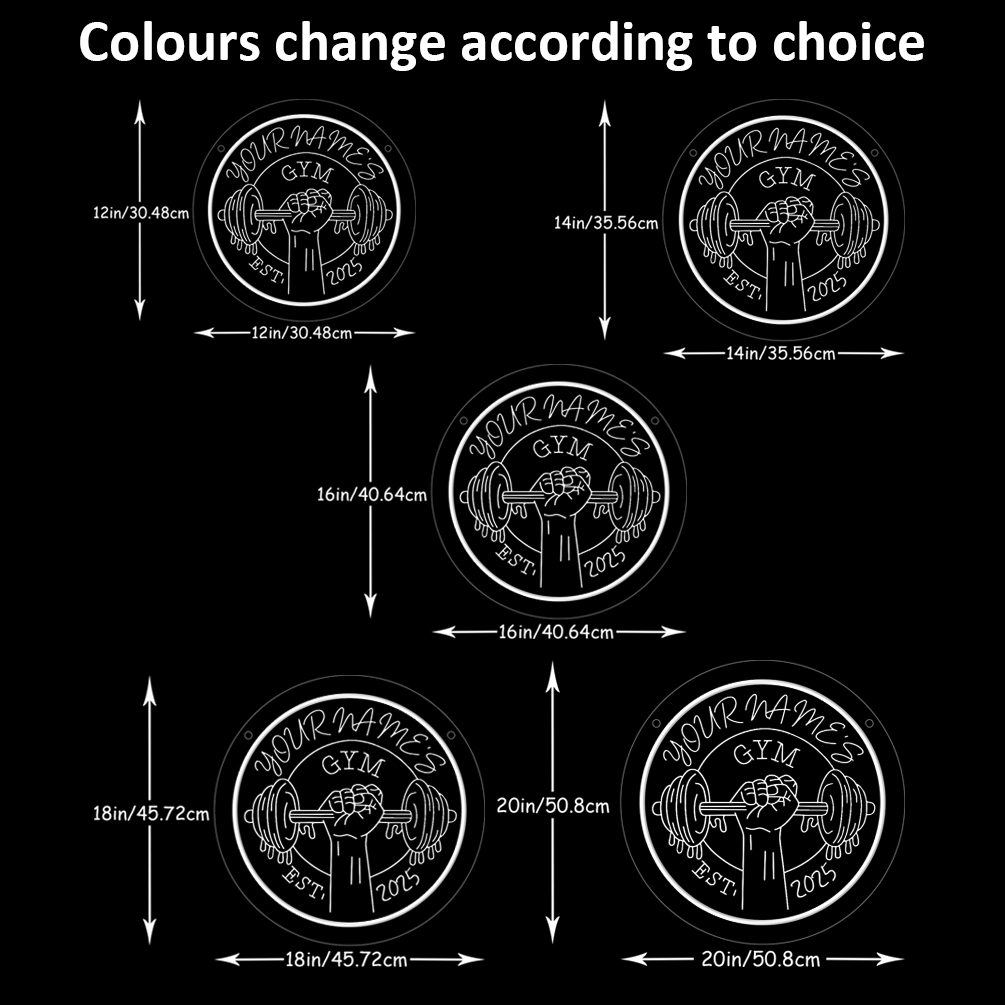 Custom Dumbbell Gym and Name Neon Lights, 3d Engraving, Personalised LED Neon Lights for Events, Gyms, Bedrooms, Living Rooms and Home Decor, Unique and Ideal Gifts for Birthdays, Parties, Gyms, Bedrooms, Ceremonies and more! - 图片 3